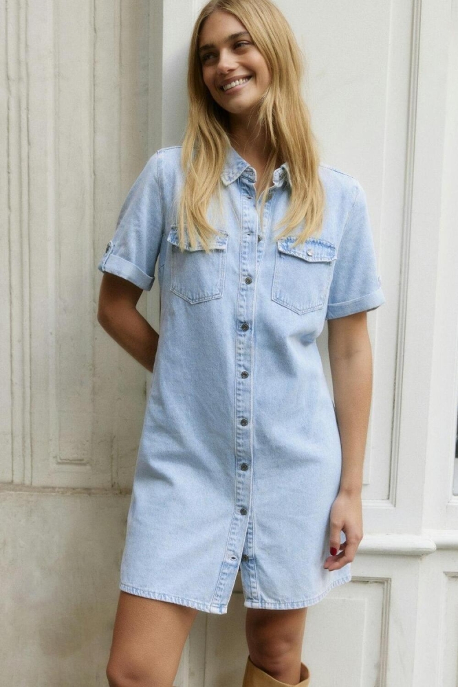 VMJENNIE SS SHORT DENIM DRESS MIX N 10309665 Light Blue Denim